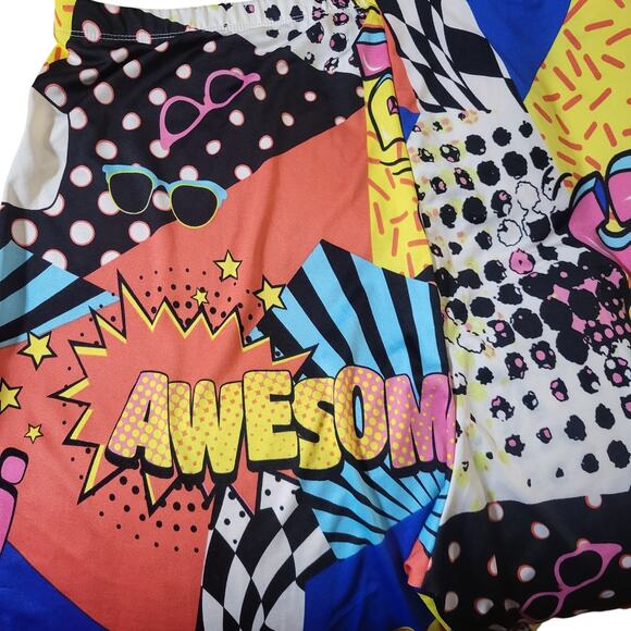 Graphic novelty print comic book plants fit and flare bootleg boot cut trendy - Picture 12 of 12